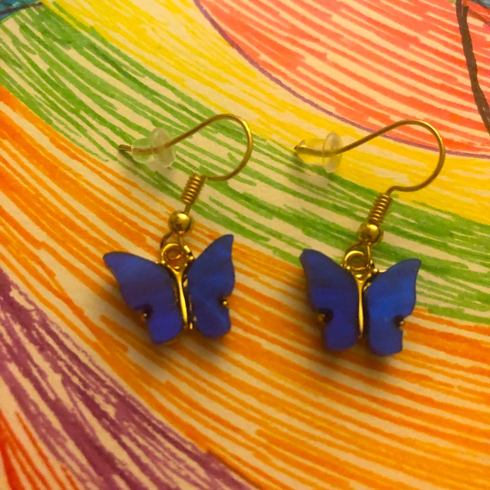 Homemade Beautiful Butterfly Dangle Earrings. - Picture 1 of 4